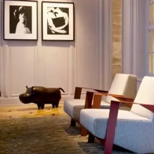Omersa leather footstool hippo medium armchair