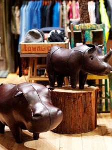 Omersa leather footstool hippo medium rhino standard