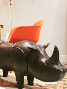 Omersa leather footstool rhino large