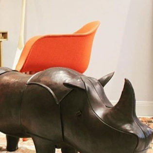 Omersa leather footstool rhino large