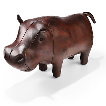 Omersa leather footstool hippo