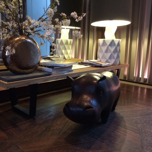 Omersa leather hippo footstool