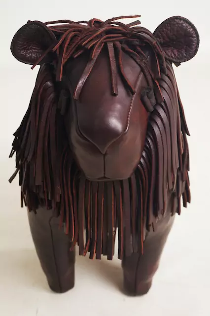 Leather lion footstool discount