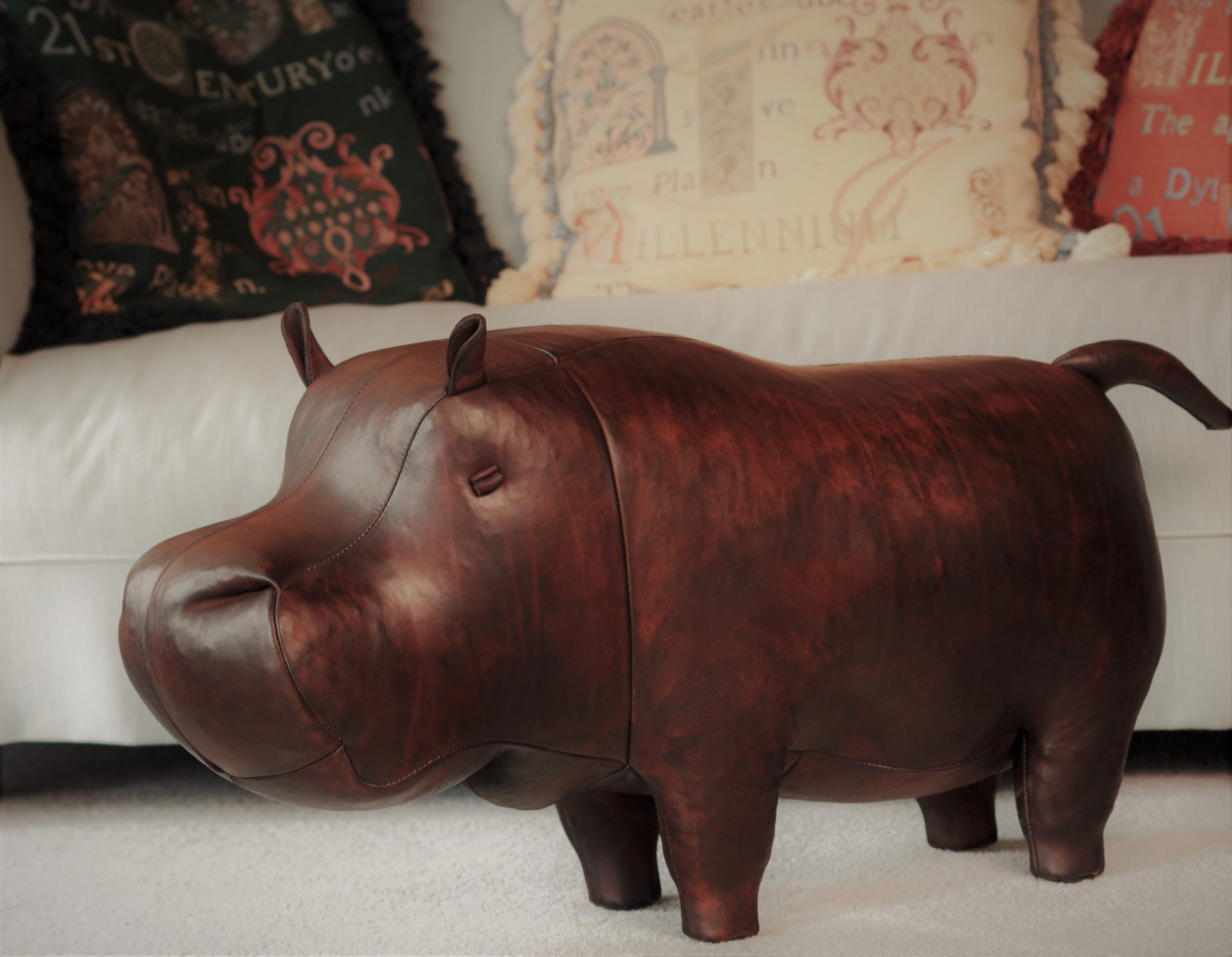 Omersa leather hippo footstool
