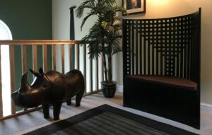 Omersa leather footstool rhino large