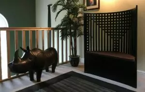 Omersa leather footstool rhino large